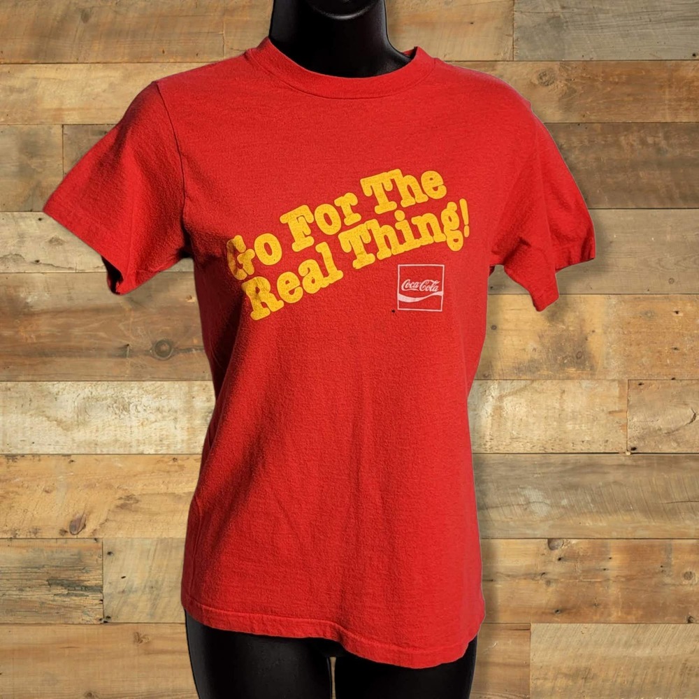 Vintage Small Red COCA-COLA T-Shirt Go For the Real Thing COKE